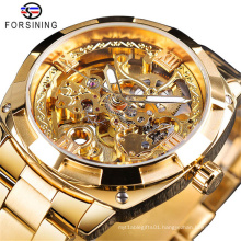 Forsining 181 Fashion Retro Men's Automatic Mechanical Watch Top Brand Luxury Full Golden Luminous Hands Skeleton Clock 2020